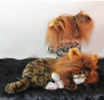 Funny Pet Hat For Small Dogs Cats Hat Emulation Lion Hair Mane Ears Head Cap Scarf Pet Halloween Festival Costume - EL CHEG