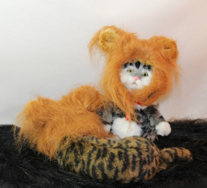 Funny Pet Hat For Small Dogs Cats Hat Emulation Lion Hair Mane Ears Head Cap Scarf Pet Halloween Festival Costume - EL CHEG