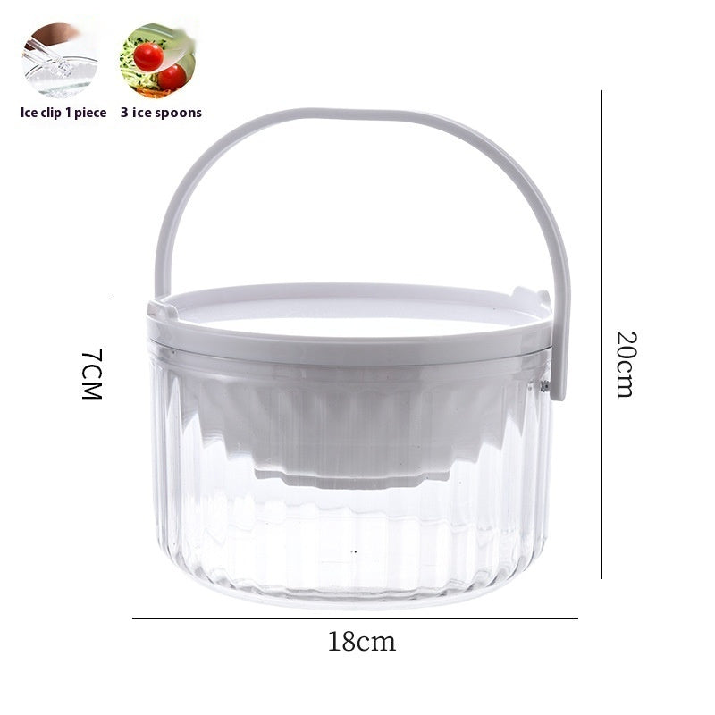 Iced Fresh-keeping Salad Bowl Round Clear With Cover Picnic Storage Box