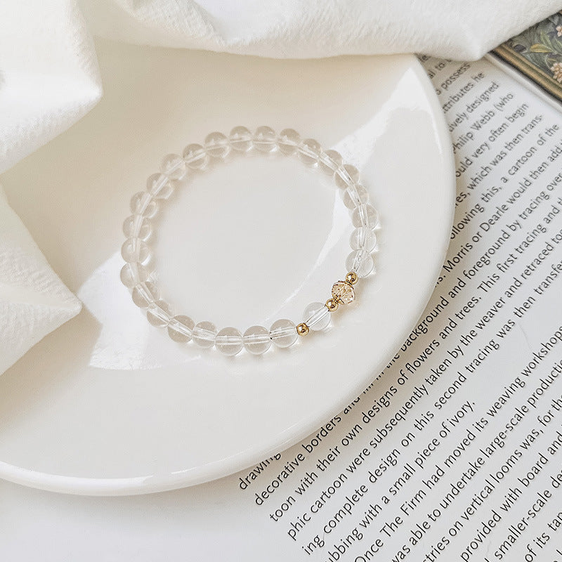 Natural Crystal Women's 14K Gilded Accessories Aquamarine Bracelet