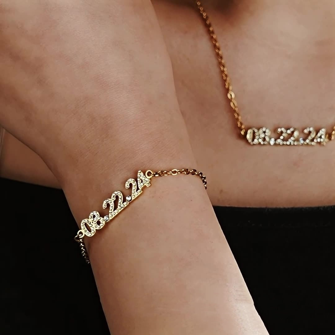 Stainless Steel Diamond Studded Digital Bracelet, Non Fading Necklace