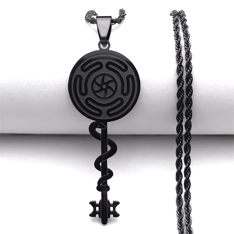 Stainless Steel Witch Haikate Wheel Pendant Necklace
