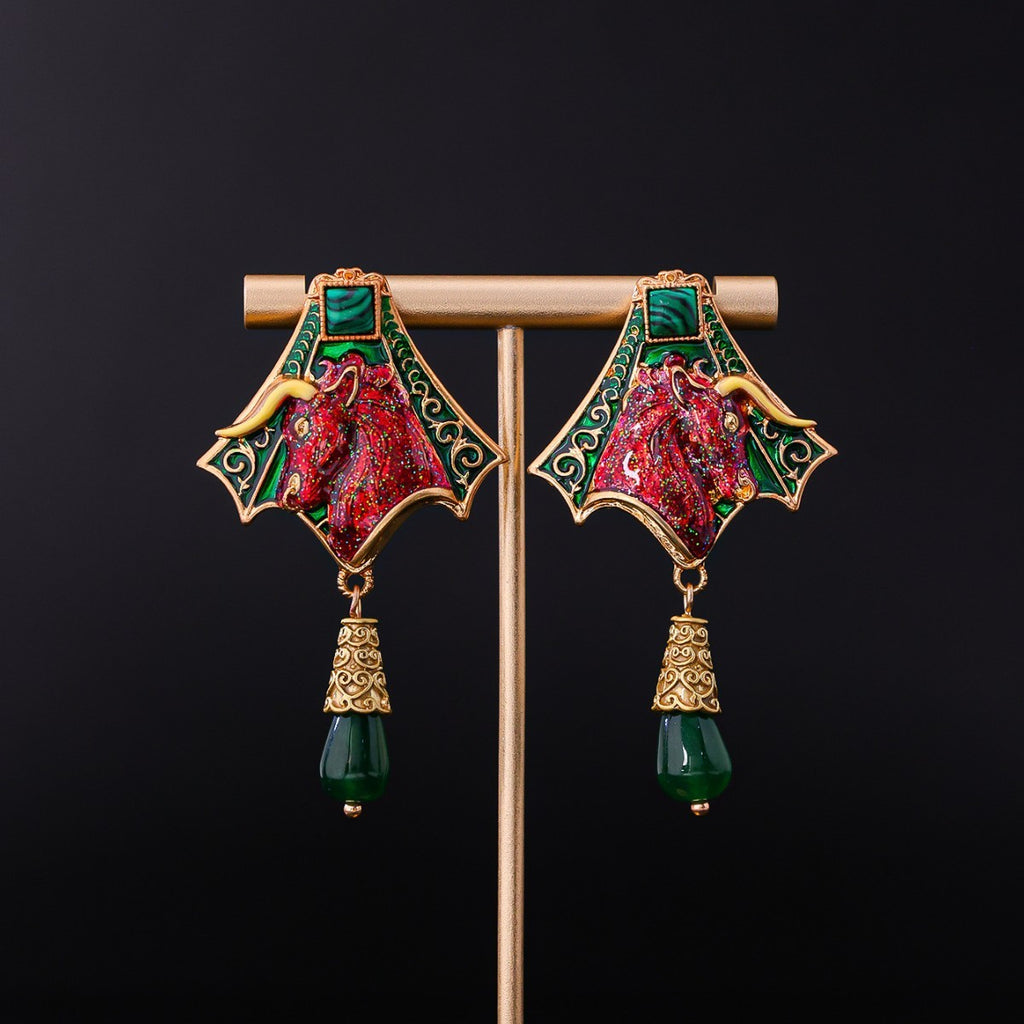 Ox Head Stud Earrings Retro Mid-ancient Light Luxury Earrings Eardrops