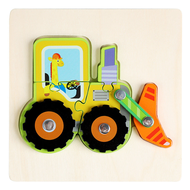 Children Early Childhood Education Develop Wooden Traffic Puzzle Toys.