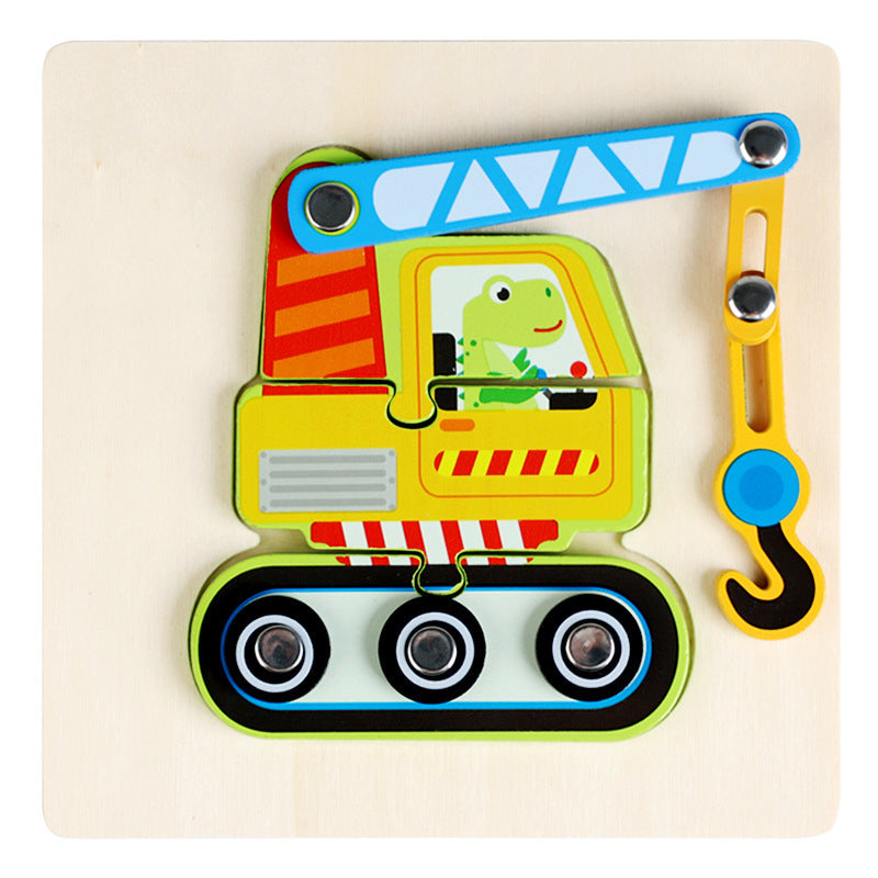 Children Early Childhood Education Develop Wooden Traffic Puzzle Toys.