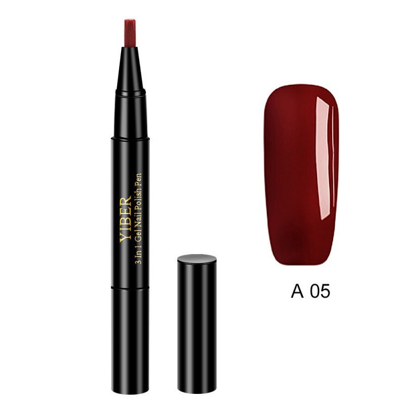 5pcs Nail Polish Pen 3 In 1 One Step Glue Pen Multicolor - EL CHEG
