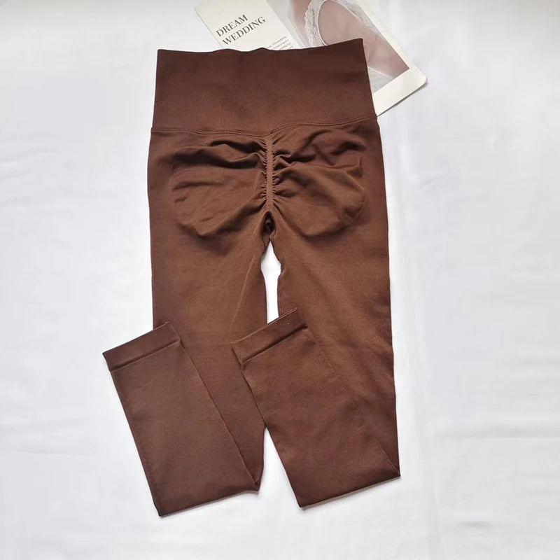 Seamless Sport Yoga High Waist Pants Leggings Sport See Through Yoga Gym Running Quick Dry Pants Scrunch Butt Pants - EL CHEG