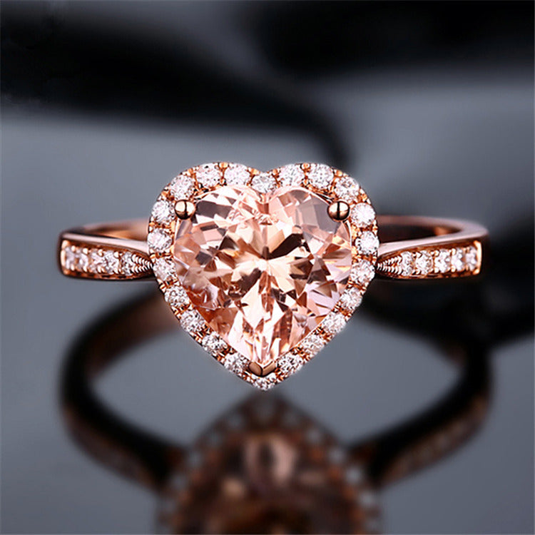 Love Plated 18K Gold Orange Diamond Heart Shaped Ring