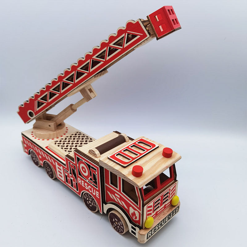 Wooden Fire Fighting Recovery Vehicle Adjustable Toy.