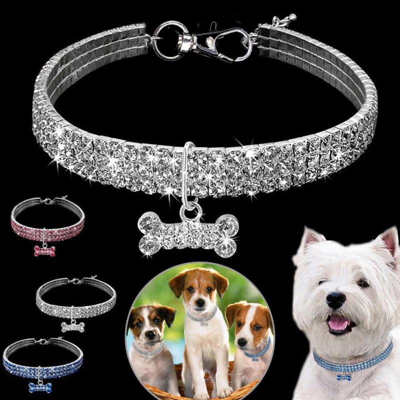 Bling Rhinestone Dog Collar Crystal Puppy Chihuahua Pet Dog Collars Leash For Small Medium Dogs Cats - EL CHEG