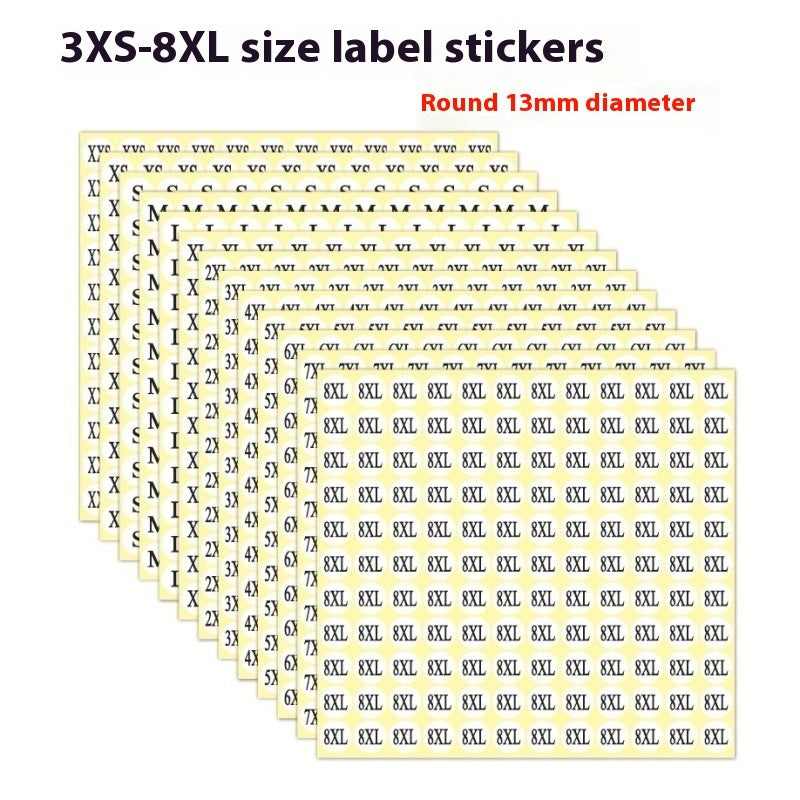Clothes Size Sticker Digital Adhesive Sticker