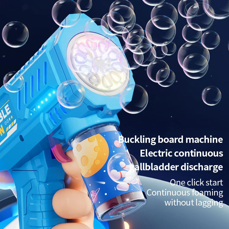 One Pack Of Children's 10 Launcher Handheld Portable Electric Automatic Bubble Gun LED Light For Boys And Girls - EL CHEG