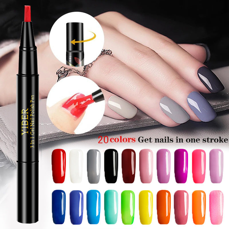 5pcs Nail Polish Pen 3 In 1 One Step Glue Pen Multicolor - EL CHEG