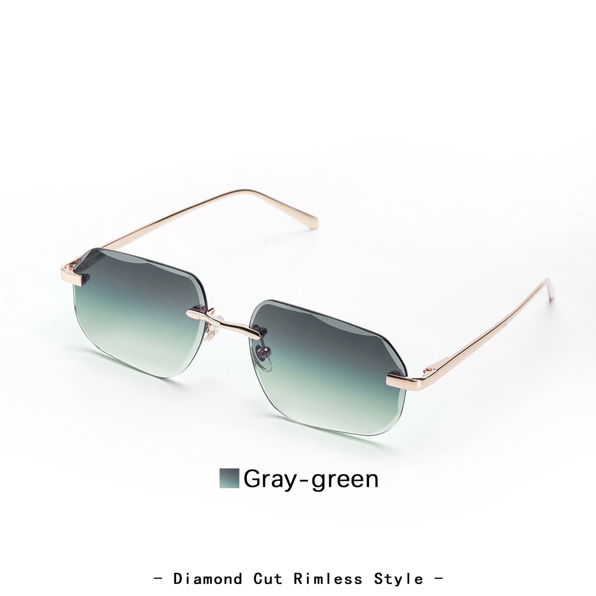Metal Frameless Diamond Cut Spring Hinge Sunglasses