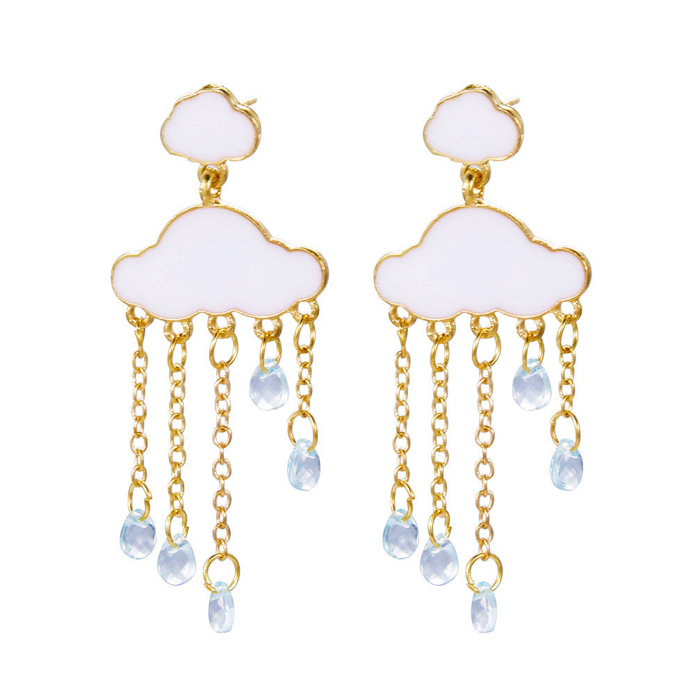 Minimalist Creative Zircon Earrings Ins Style Cute White Clouds Earrings