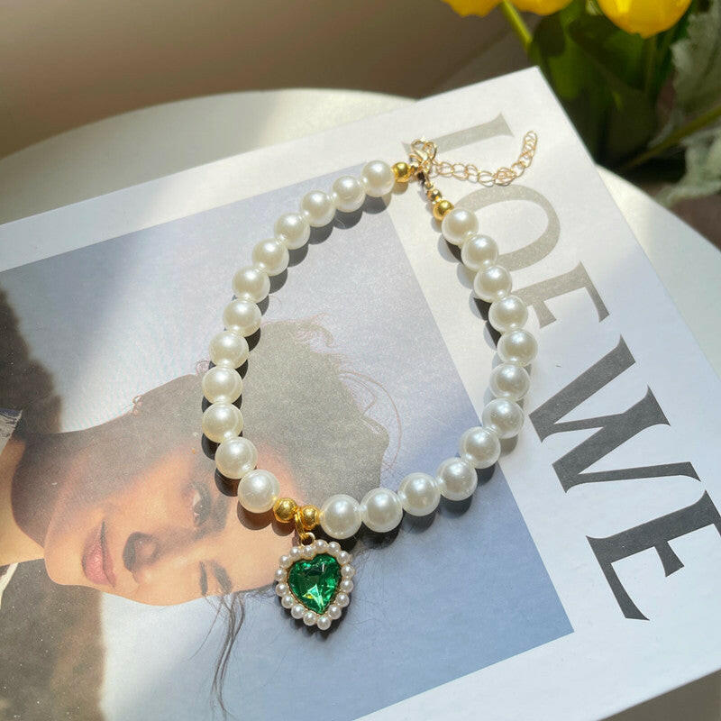 Pet Jewelry Cat Dog Necklace Retro Love Crystal Pendant Necklace Pet Products - EL CHEG