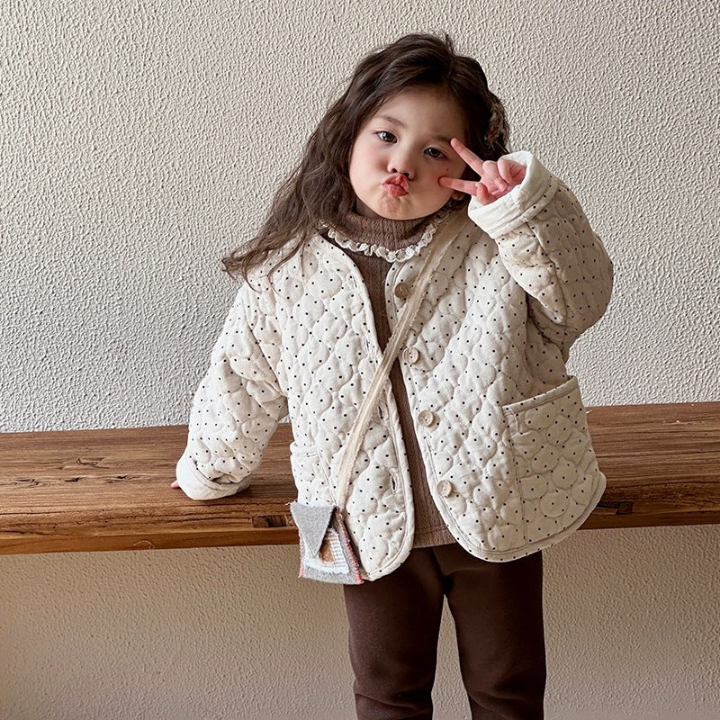 Korean Style Thickened Warm Coat Baby Girl Winter Cotton-padded Coat