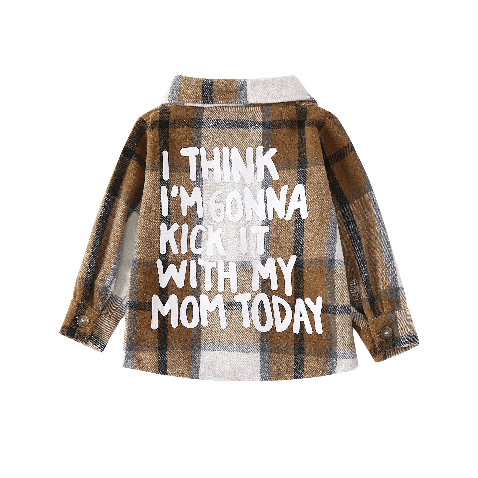 Medium And Large Children's Fleece Plaid Shirt T-shirt Casual