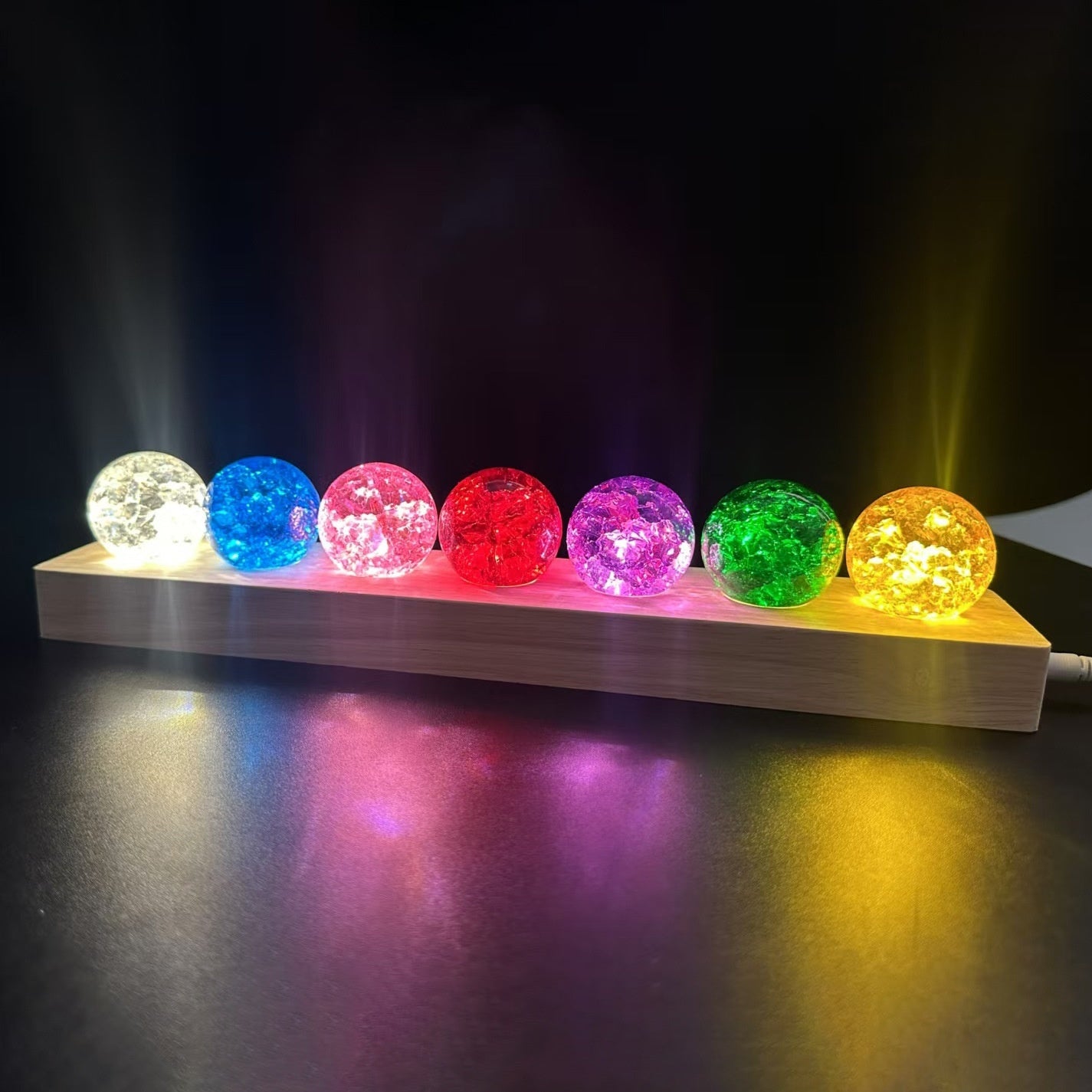 Colorful Crystal Ice Crack Ball Solid Glass Ball Ornament Ornaments - EL CHEG