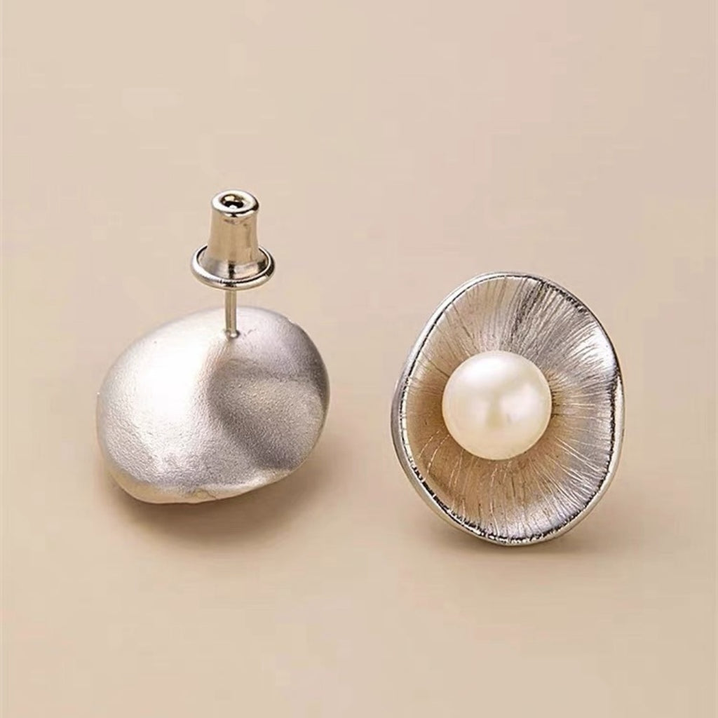 Pearl Sterling Silver Needle Earrings
