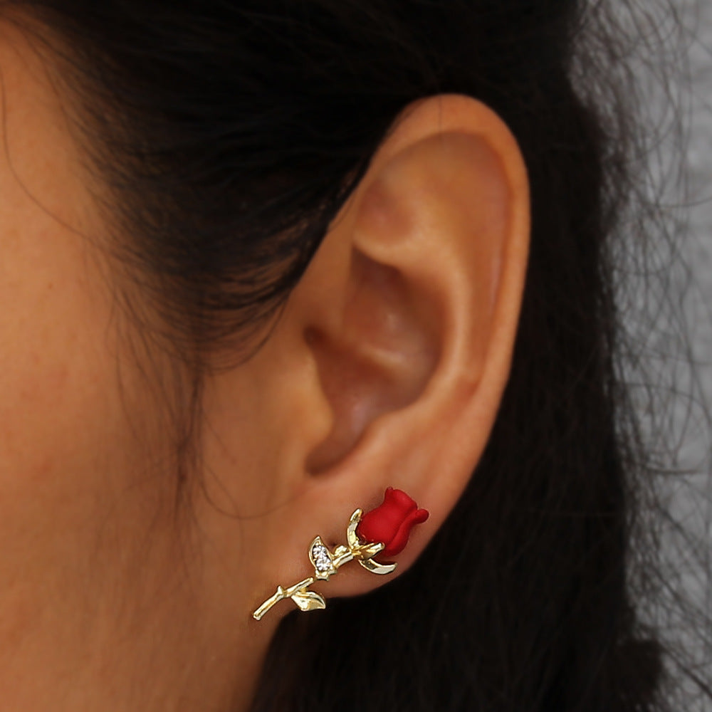 Fashion Three-dimensional Rose Earrings Personalized Flower Earrings