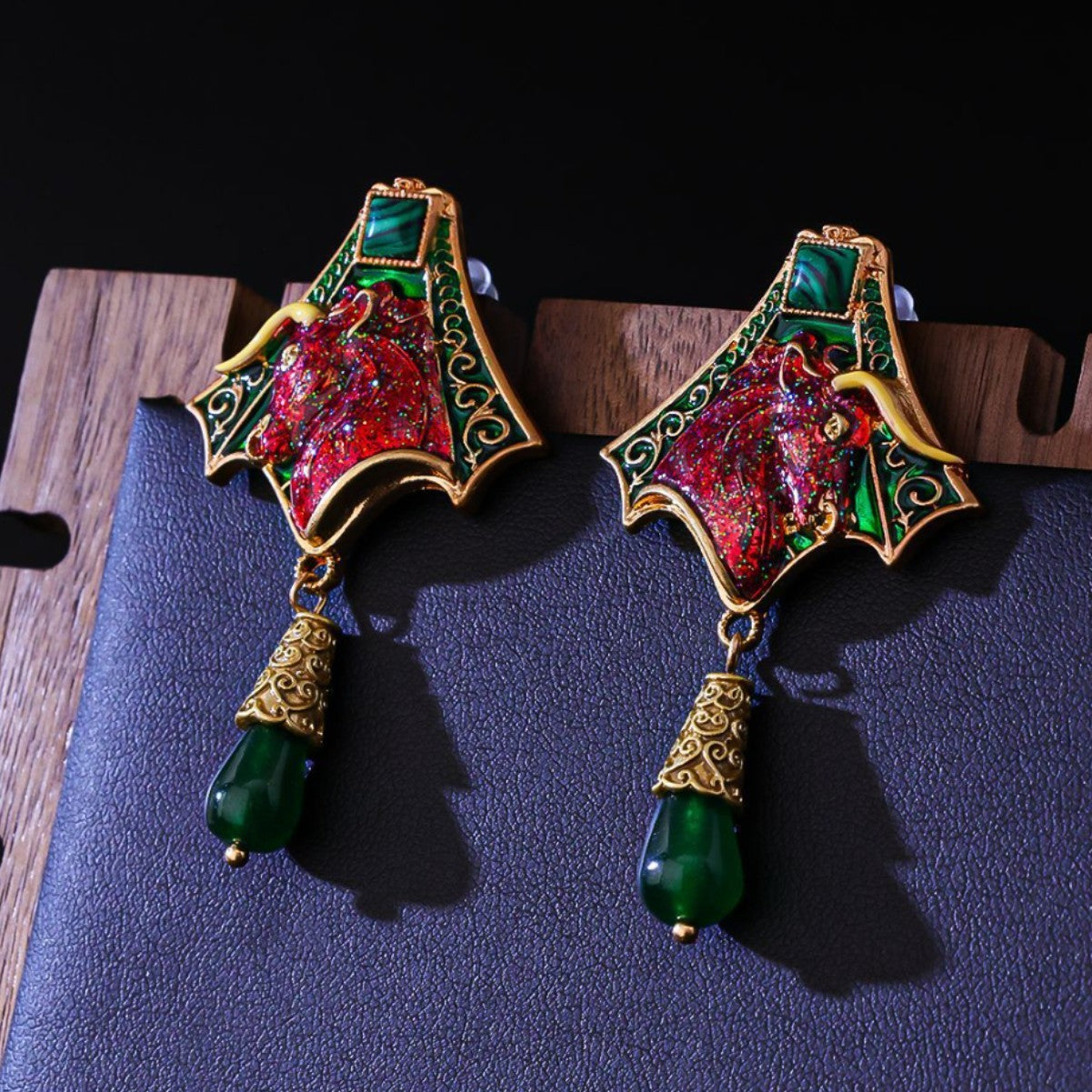 Ox Head Stud Earrings Retro Mid-ancient Light Luxury Earrings Eardrops