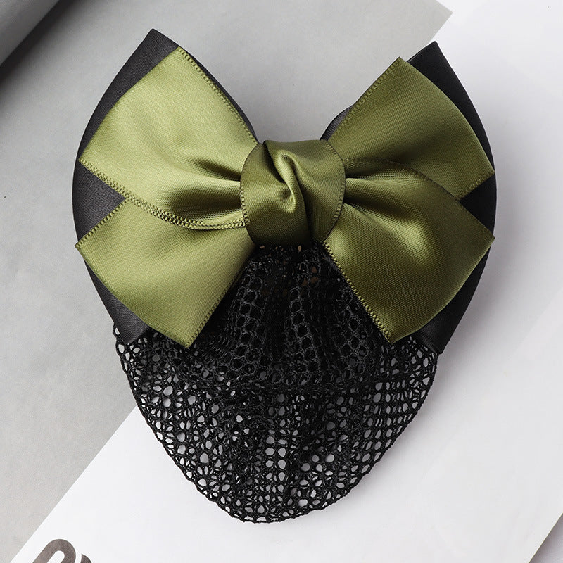 Professional Headdress Flower Bow Net Pocket Worker Work Plate Hair Clip Ornament