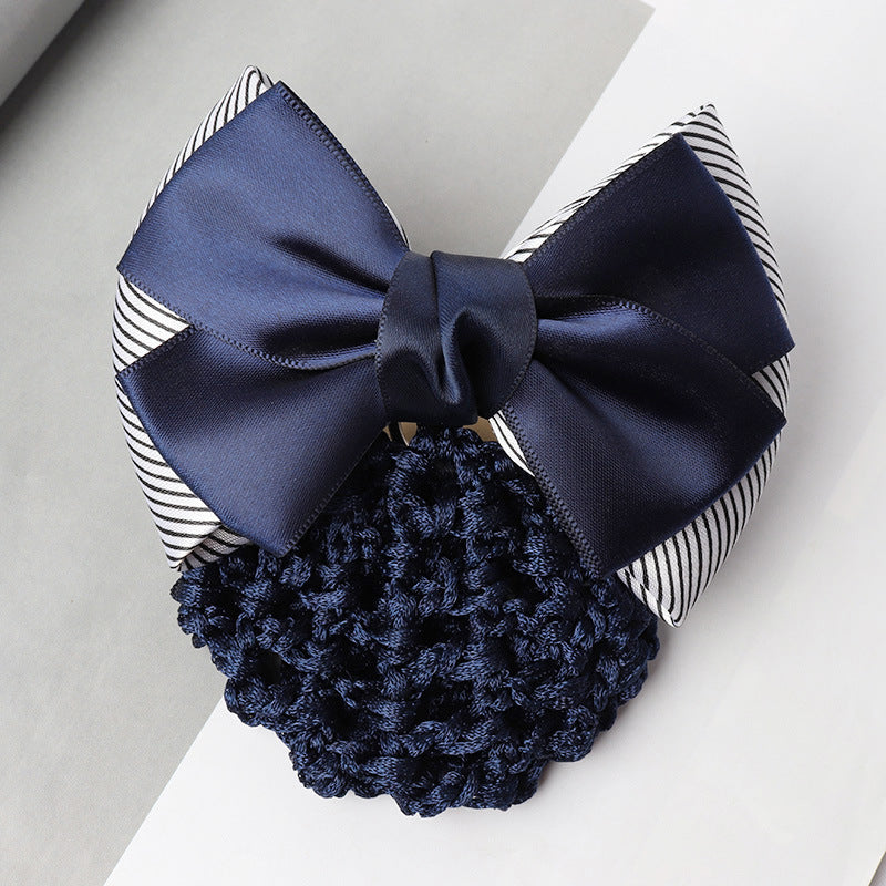 Professional Headdress Flower Bow Net Pocket Worker Work Plate Hair Clip Ornament