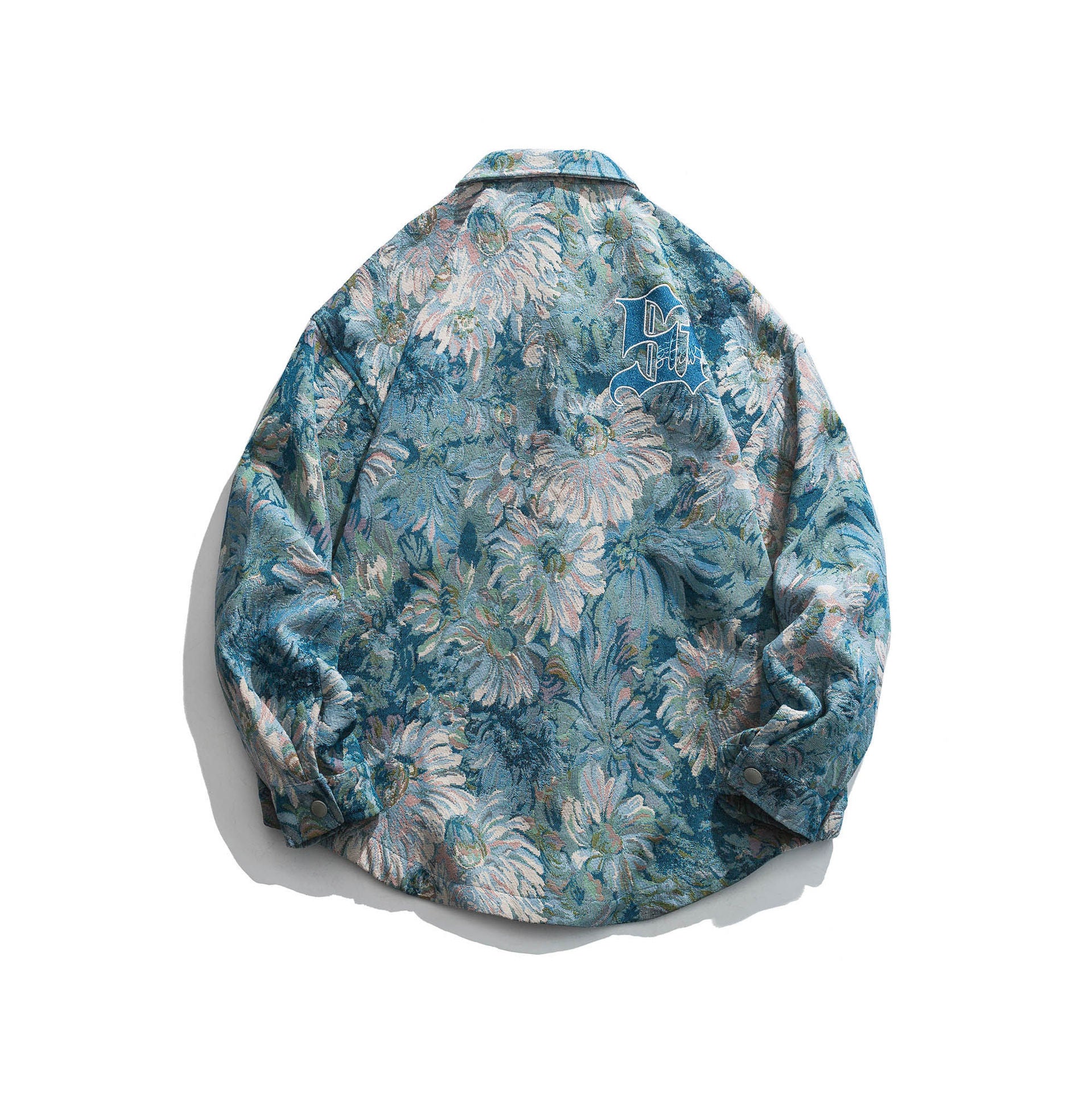 Spring American Fashion Brand Original Full Printed Vintage Flowers Polo Collar Jacket