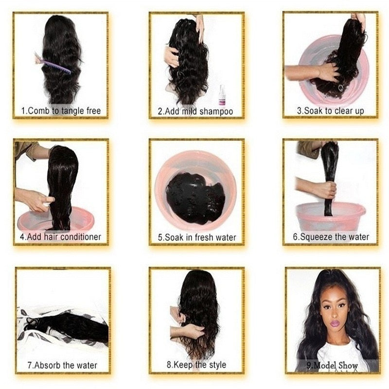 Mid-length Long Hair Black Long Straight Daily Full-head Wig Style