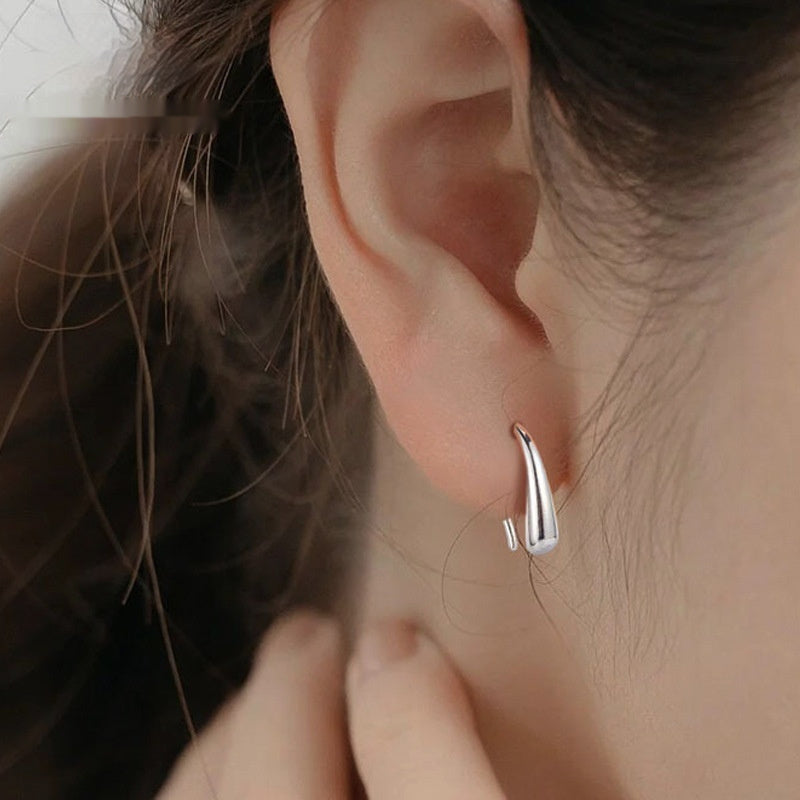 Silver Water Drop Ear Hook Female Simple Cold Style