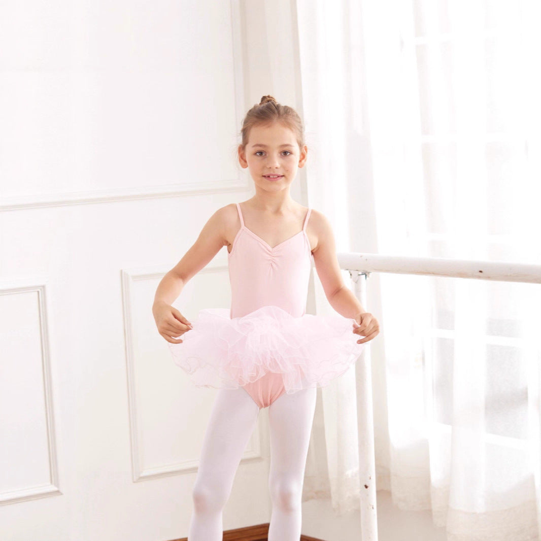 Children's Dancing Clothes Summer Straps Tulle Open Leotards