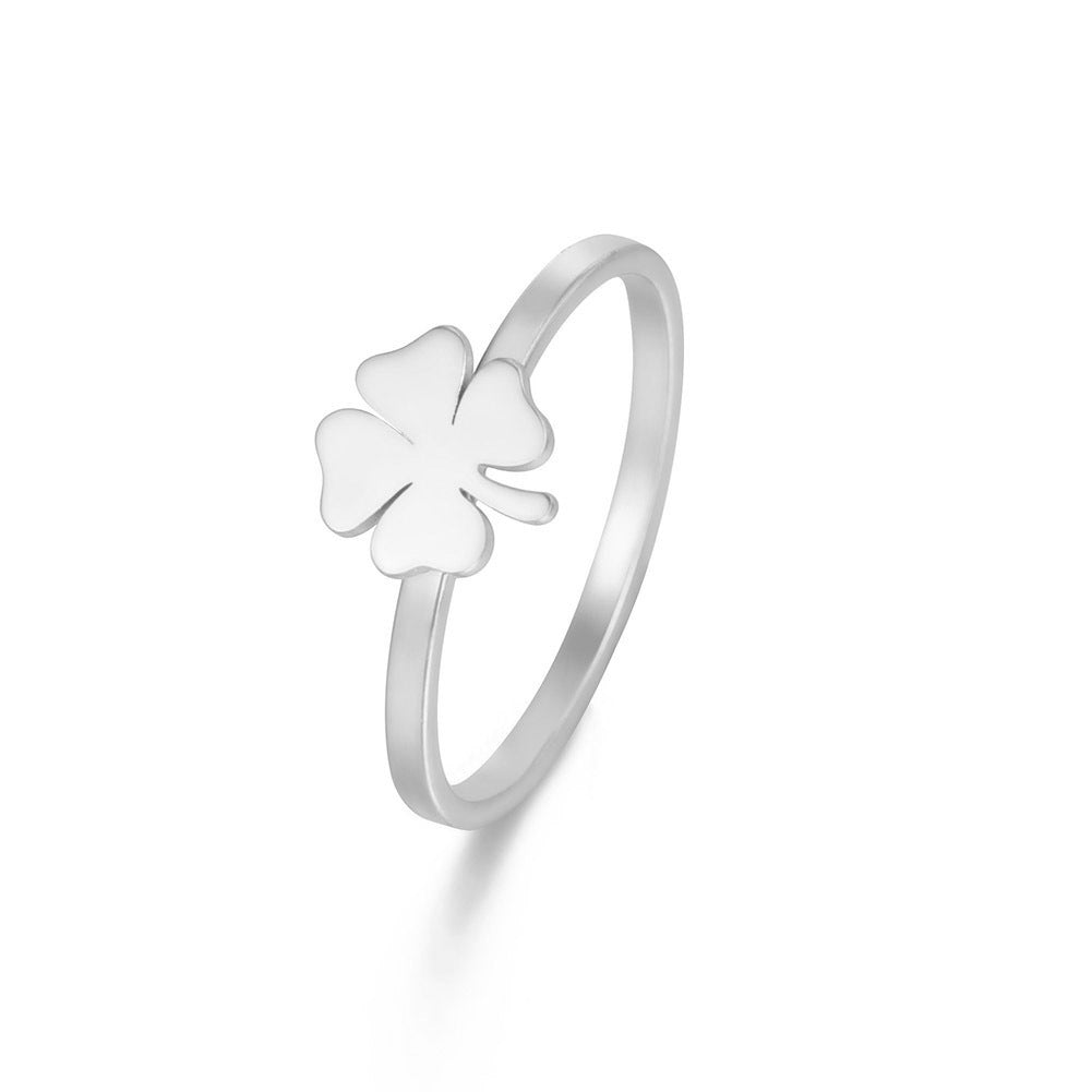 Women's Stainless Steel Lucky Four-leaf Clover Ring