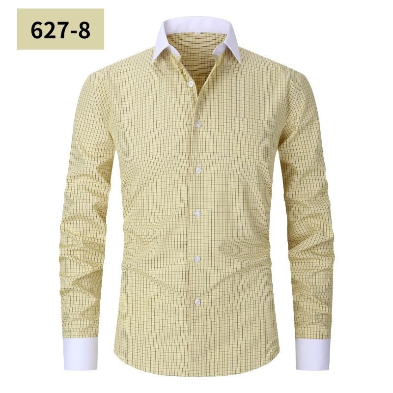 Plus Size Men's Casual American-style Long-sleeved Striped Shirt