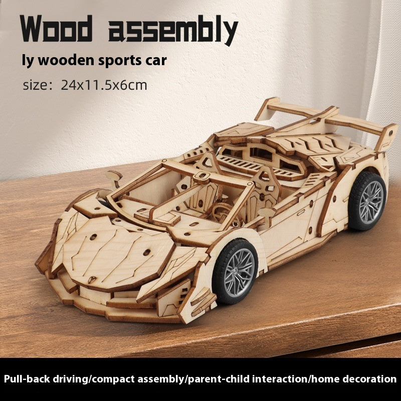 Wooden Assembled Toy Car Warrior Engineering Vehicle Fire Truck DIY Model