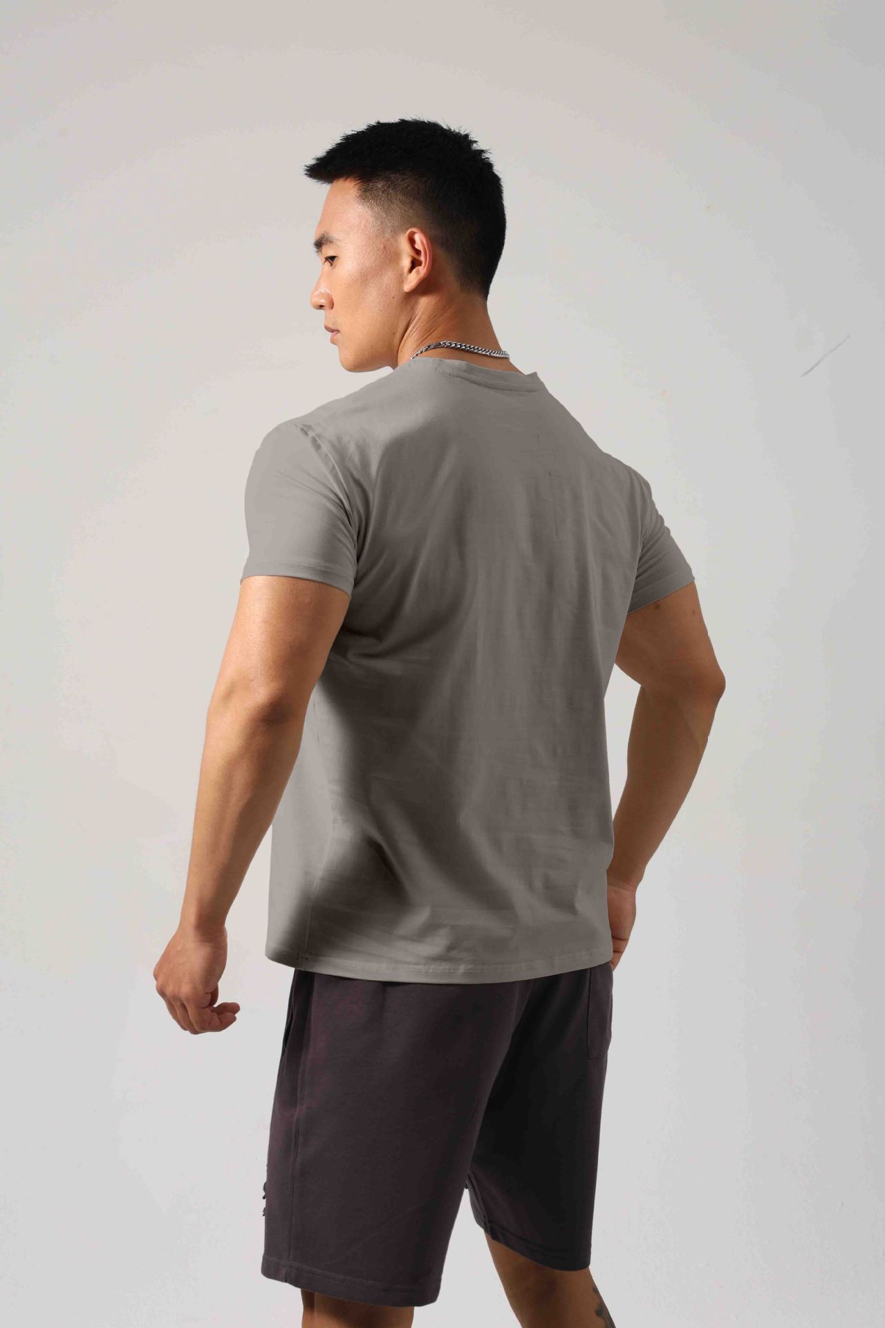 Men's Short Sleeve New Small Neckline Show Muscle Sports Fitness Short Sleeve