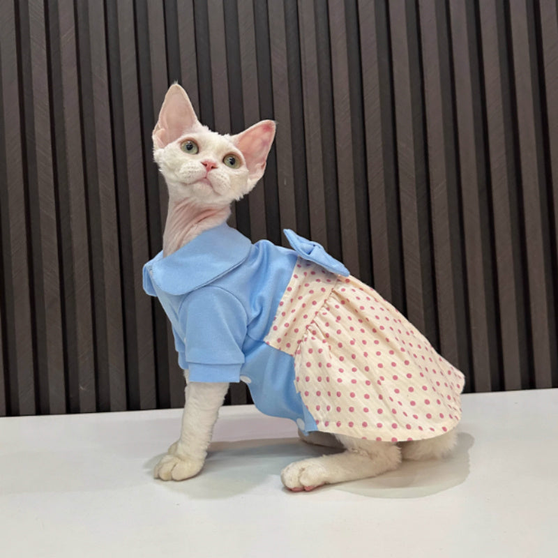 Hairless Cat Polka Dot Bow Skirt