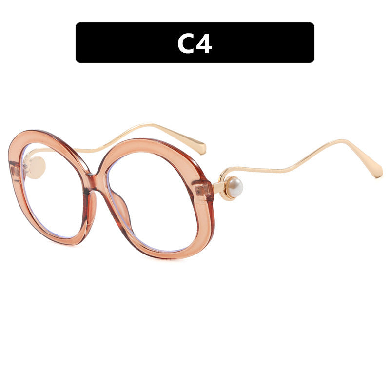 Plain Personality Vintage Pearl Anti-blue Light Glasses