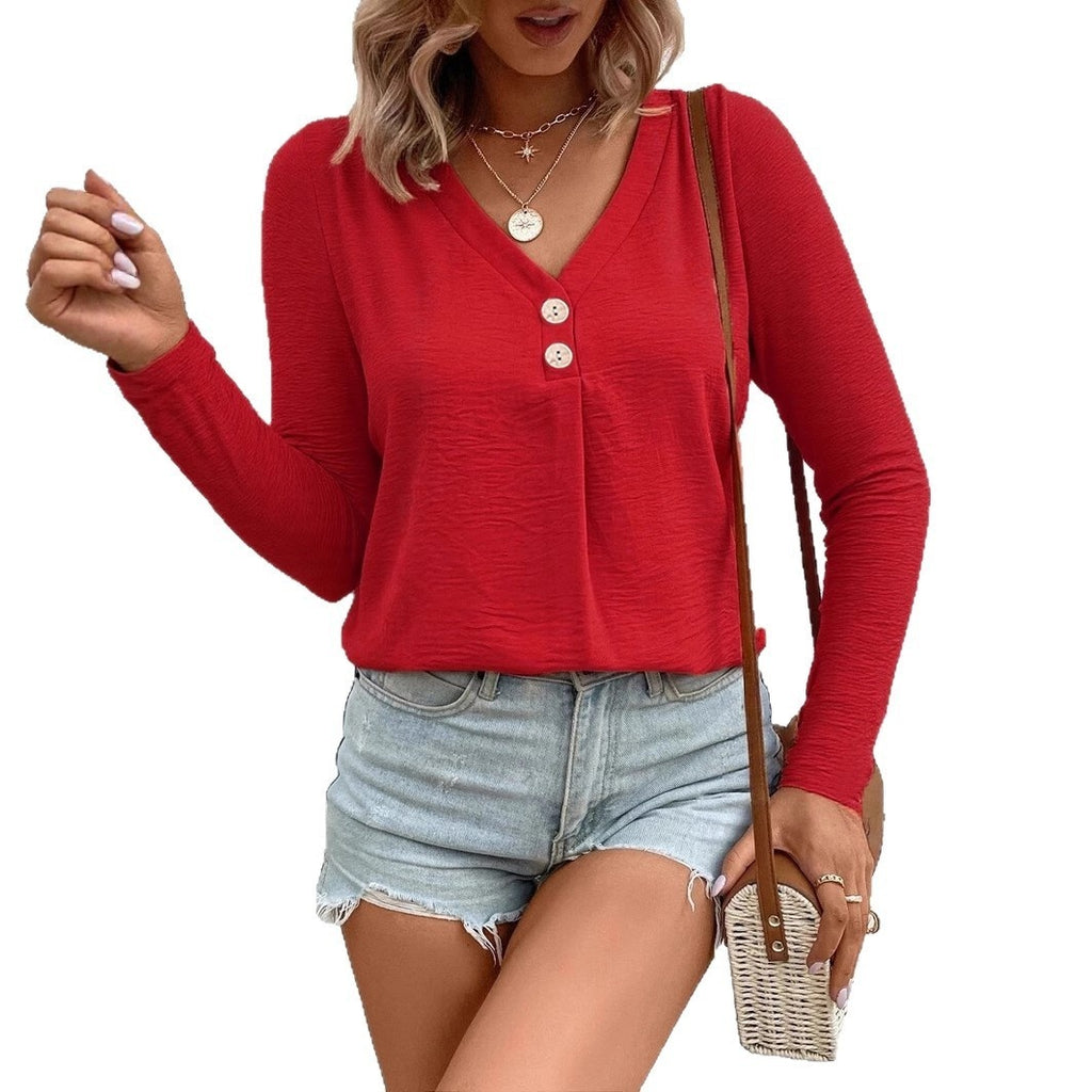 Women's Fashion Long Sleeve Button Top