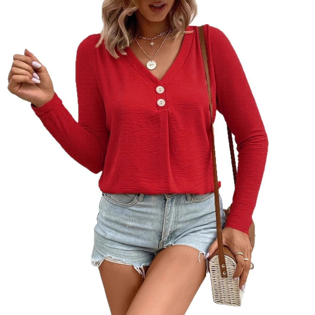 Women's Fashion Long Sleeve Button Top