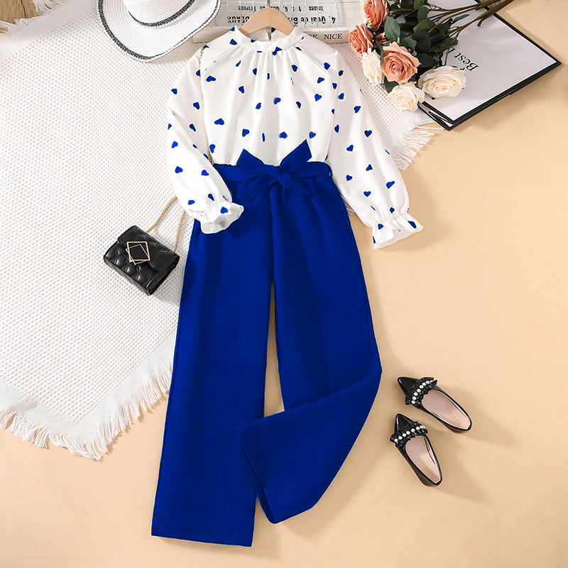 Spring Girls' Long Sleeve Blouse And Pants
