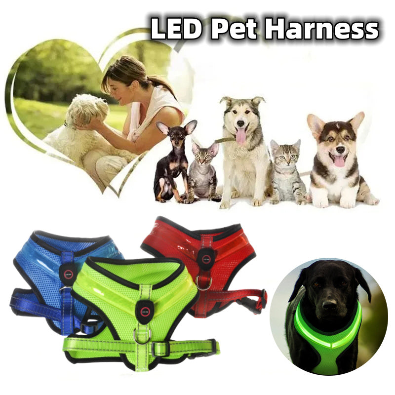 LED Luminous Dog Harness Led USB Charging Dog Chest Strap Vest Pet Safety Reflective Harness Pet Vest For Puppy Large Dog Pet Products - EL CHEG