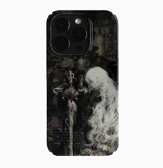 Retro White Hair Girl Art Phone Case
