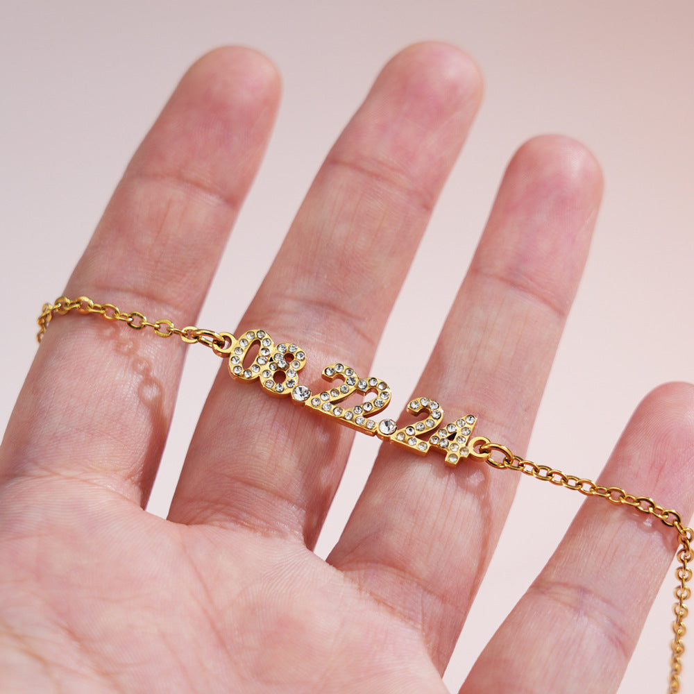 Stainless Steel Diamond Studded Digital Bracelet, Non Fading Necklace