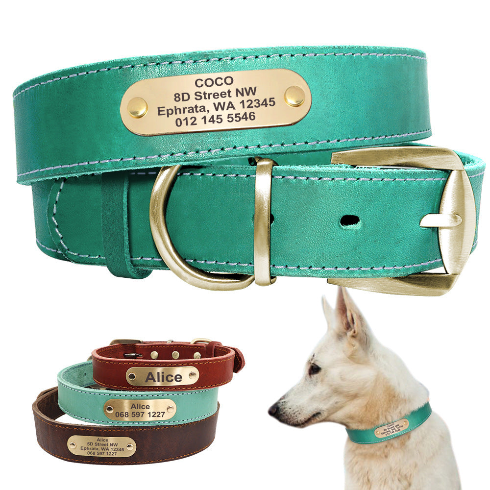 Personalized Dog Collars with Nameplate ID Tags for Medium Large Dogs - EL CHEG