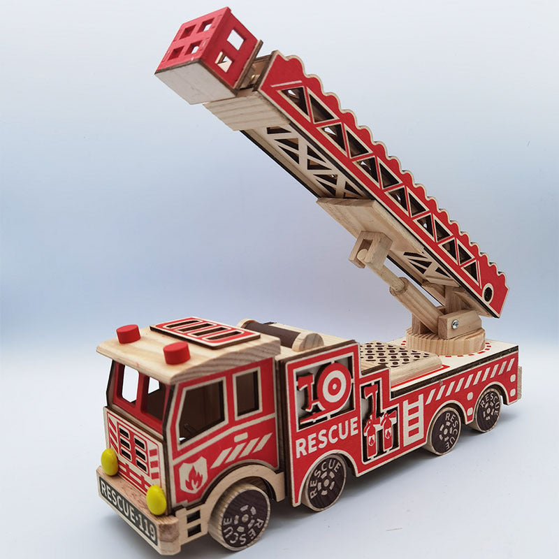 Wooden Fire Fighting Recovery Vehicle Adjustable Toy.