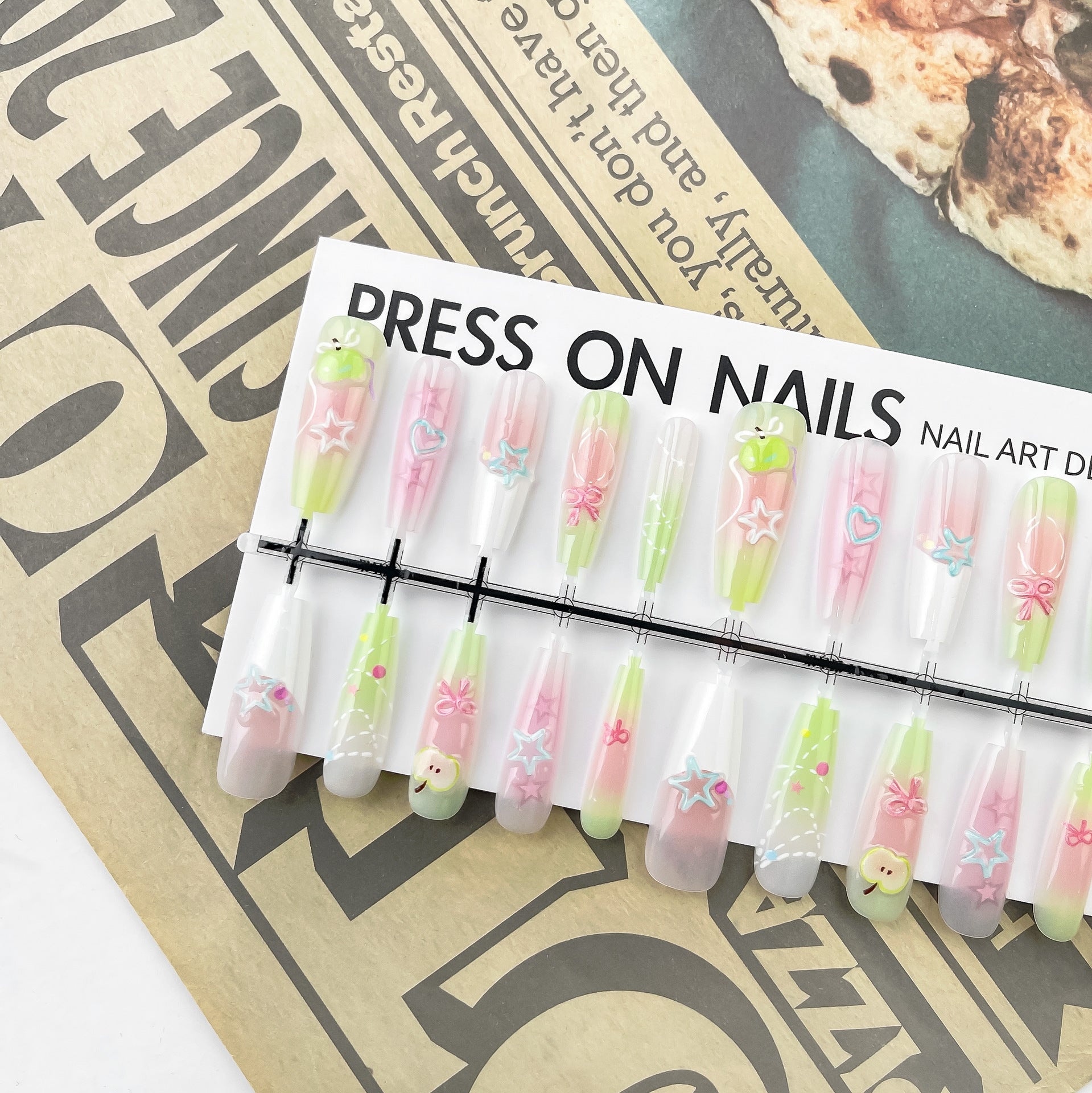Cute Three-dimensional Relief Machine Wear Armor Fake Nail Tip - EL CHEG