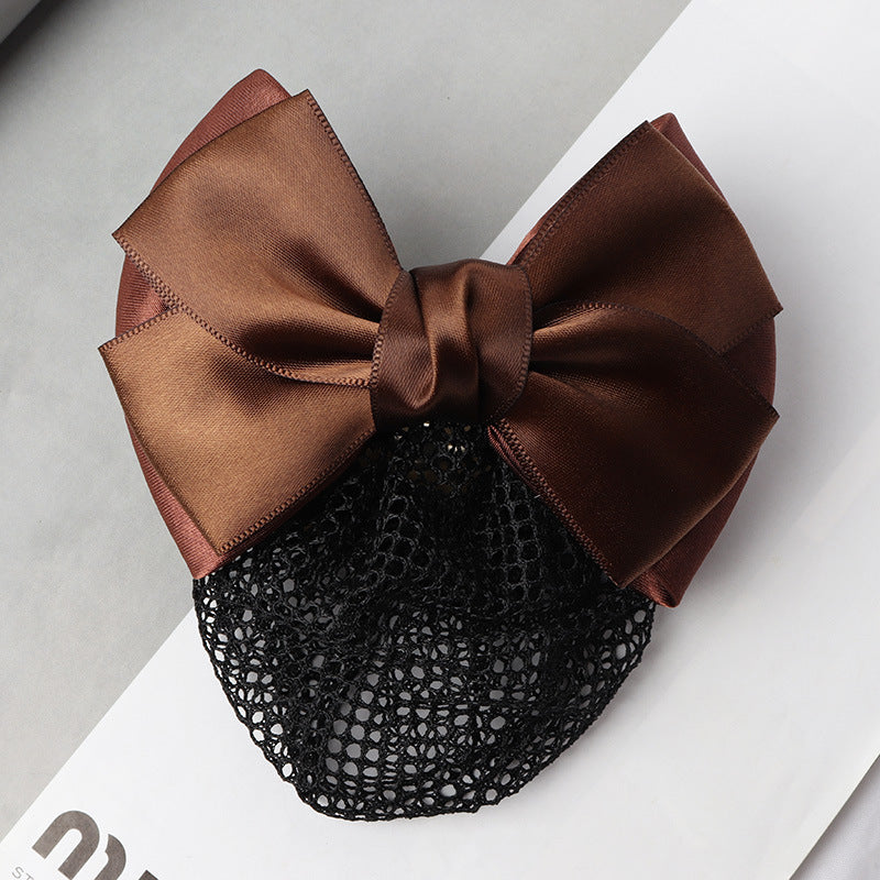 Professional Headdress Flower Bow Net Pocket Worker Work Plate Hair Clip Ornament
