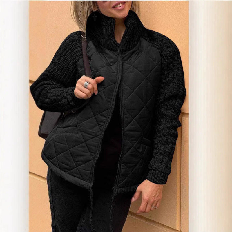 Fashion Cardigan Zipper Long Sleeve Stand Collar Women's Cotton Jacket