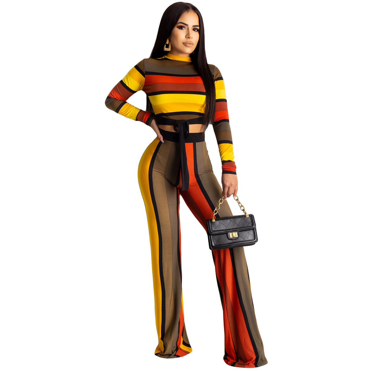 Striped print autumn suit